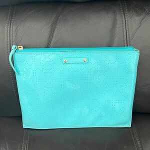 Aqua Perforated Women's Clutch